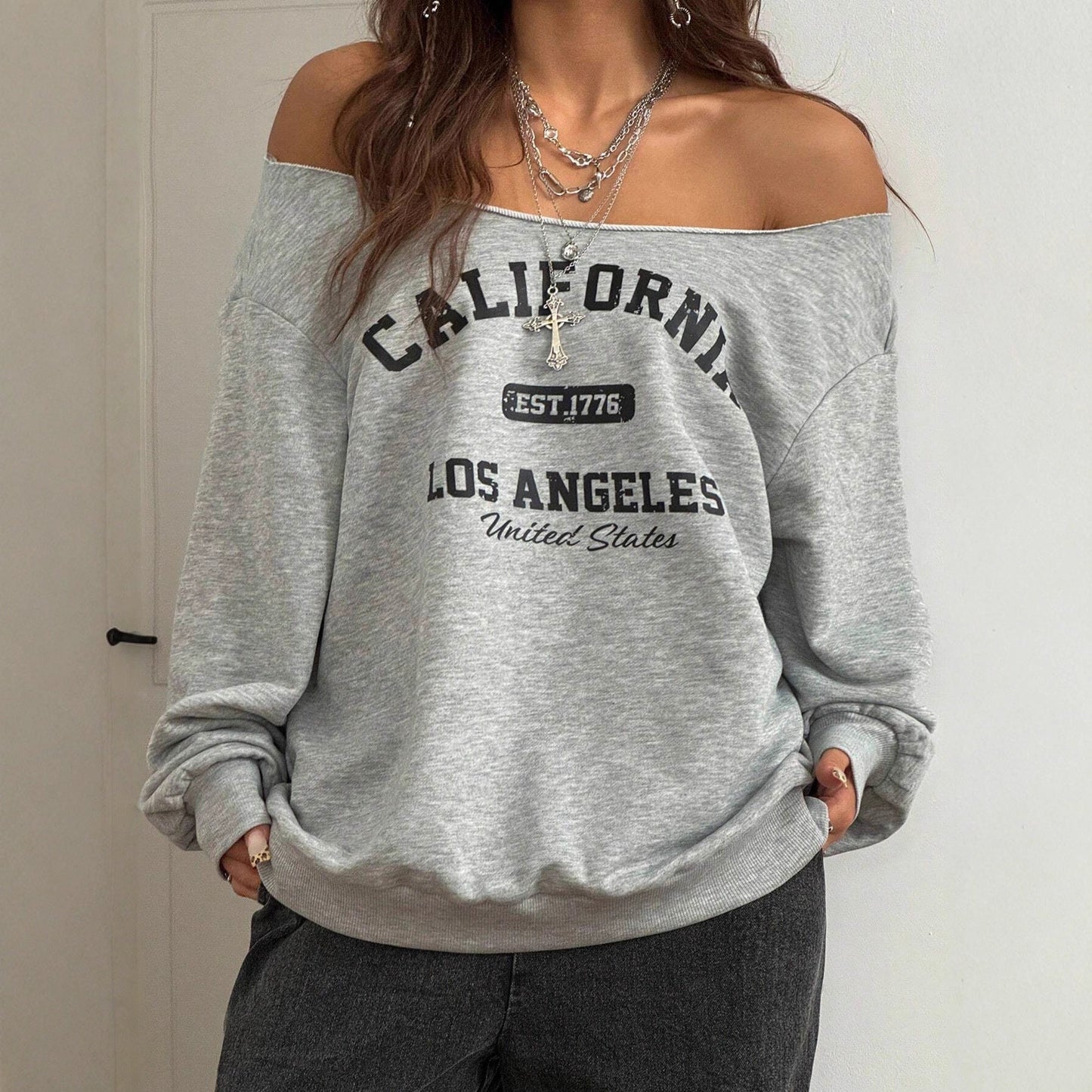 Asymmetrical Slanted Shoulder Printed T-Shirt – Minimal Elegance | The Simple Co – Women's Tops, minimalist style, quiet luxury aesthetic, modern essential – The Simple Co.