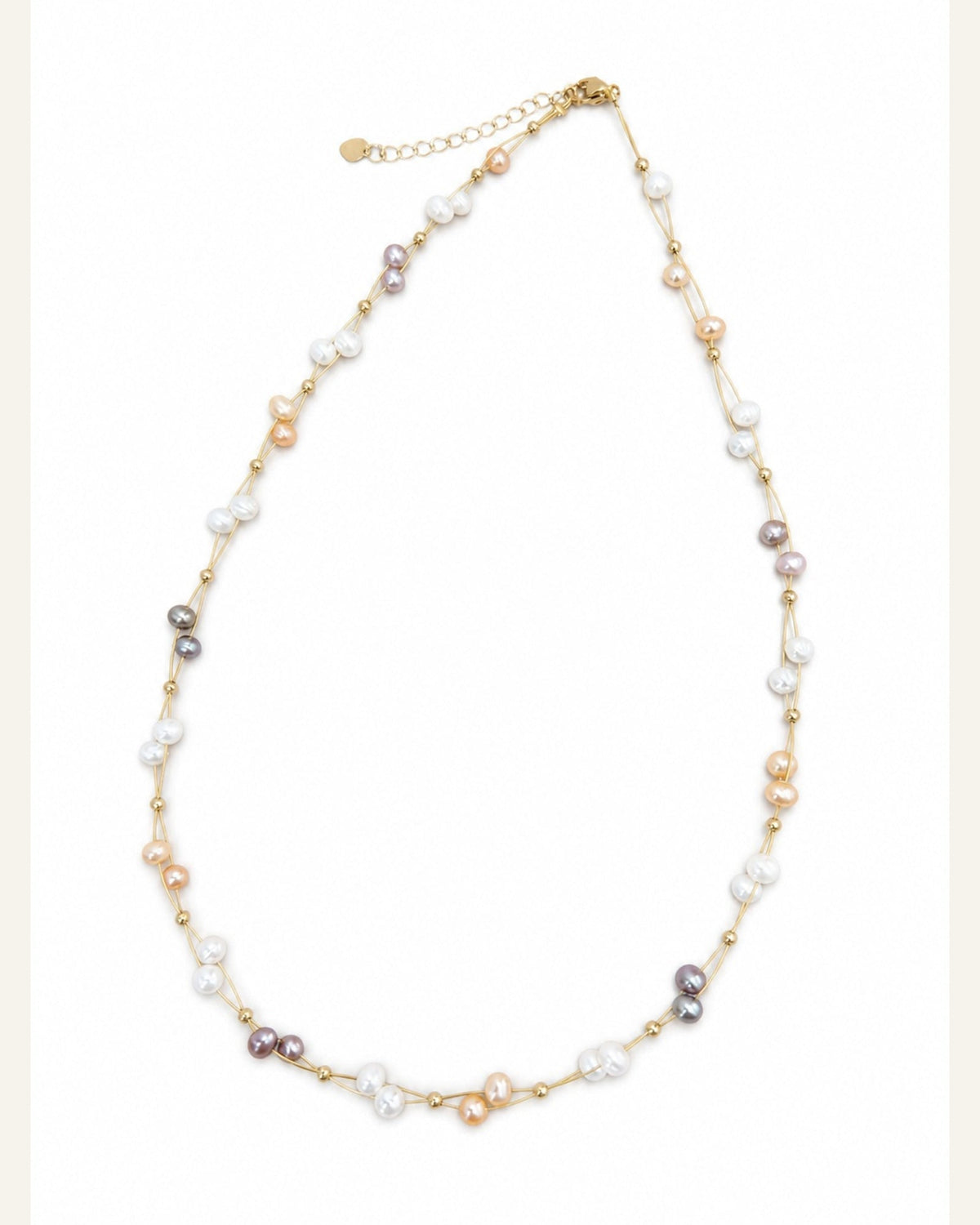 Multicolor Natural Pearl Rope-Chain Necklace — product view