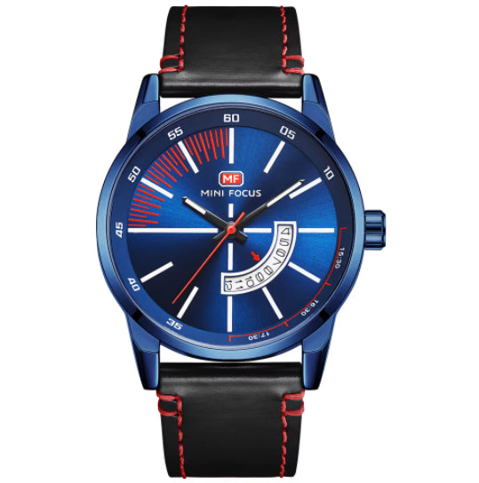 Mens Sports Watch With Calendar Luminous Display Waterproof And Genuine Leather Strap