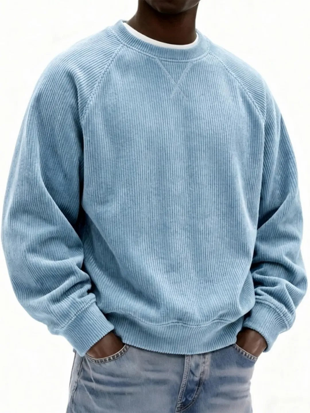 Men's Simple Relaxed Fit Sweatshirt - Basic Long Sleeve Knit