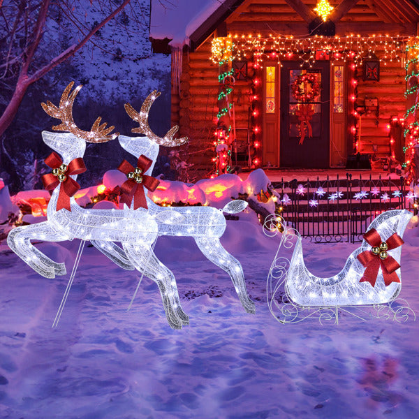 Lighted Reindeer Sleigh Set 270 LED