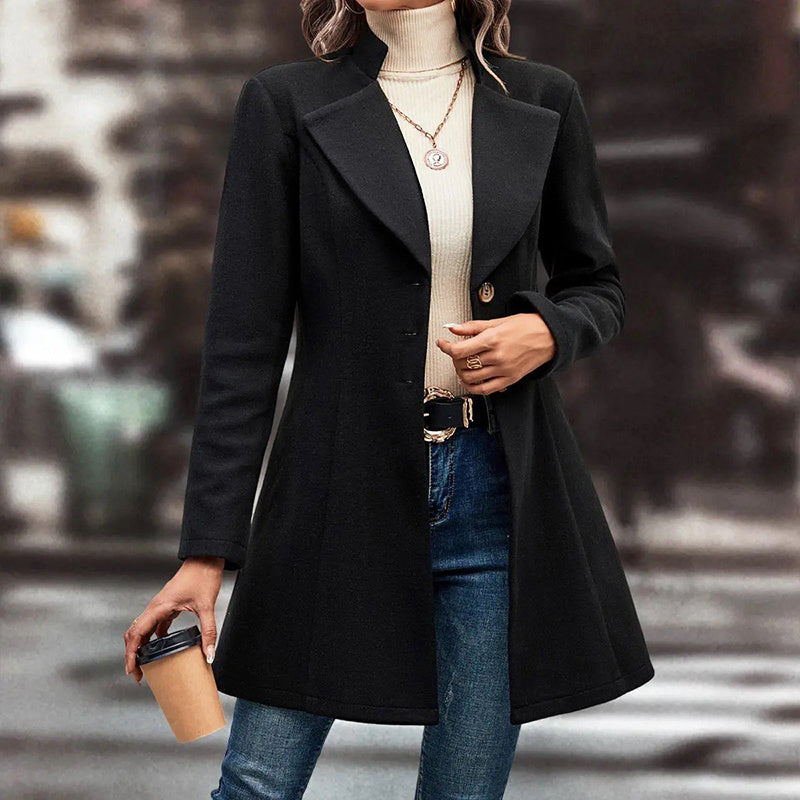 Women's Winter Overcoat Lapel Collar Single