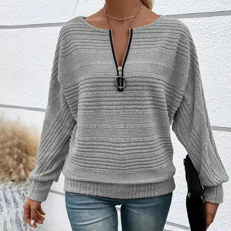 Batwing Sleeve Half - Zip Top – Minimal Elegance | The Simple Co – Practical cottage, minimalist style, quiet luxury aesthetic, modern essential – The Simple Co.