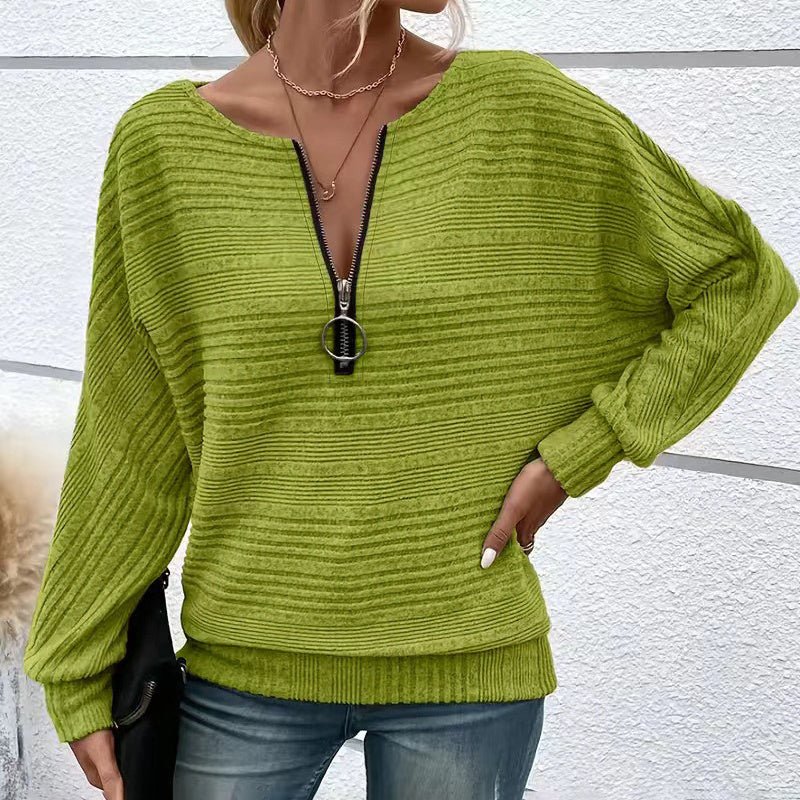 Batwing Sleeve Half - Zip Top – Minimal Elegance | The Simple Co – Practical cottage, minimalist style, quiet luxury aesthetic, modern essential – The Simple Co.