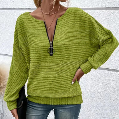 Batwing Sleeve Half - Zip Top – Minimal Elegance | The Simple Co – Practical cottage, minimalist style, quiet luxury aesthetic, modern essential – The Simple Co.