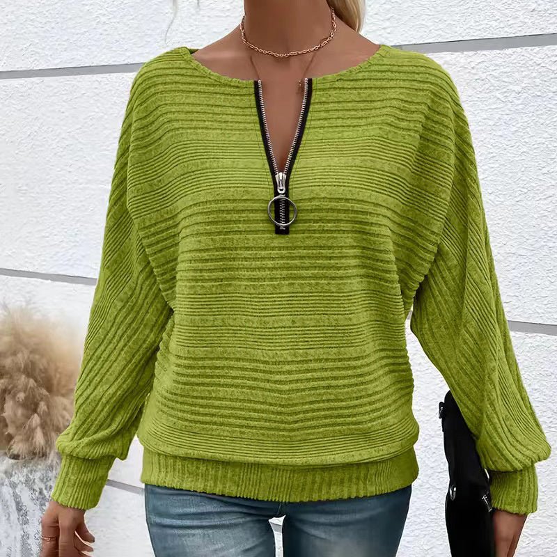 Batwing Sleeve Half - Zip Top – Minimal Elegance | The Simple Co – Practical cottage, minimalist style, quiet luxury aesthetic, modern essential – The Simple Co.