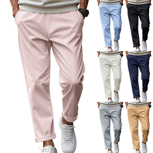 Men's Casual Trousers with Pockets Quick-Drying Drawstring Pants