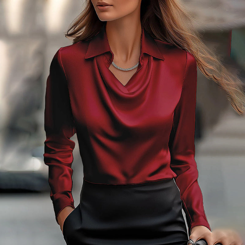 Women's Ruched Lapel Blouse