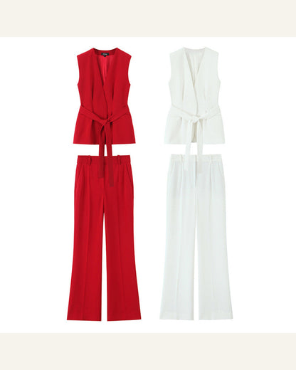Belted Vest & Flared Trouser Separates
