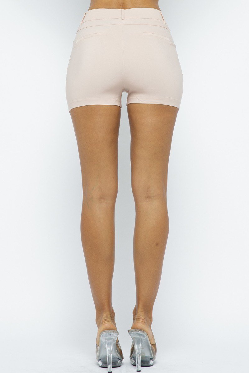 Blush Rayon-Blend Stretch Shorts – Shorts, minimalist style, quiet luxury aesthetic, modern essential – The Simple Co.
