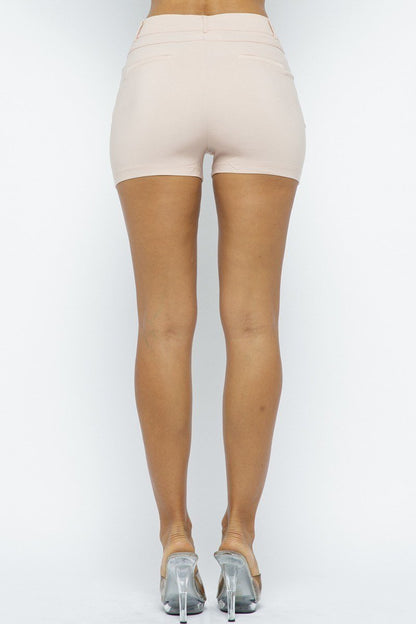 Blush Rayon-Blend Stretch Shorts – Shorts, minimalist style, quiet luxury aesthetic, modern essential – The Simple Co.
