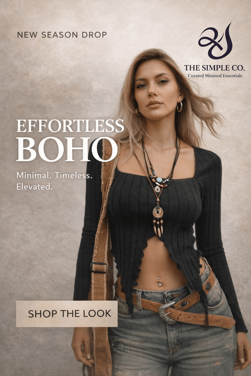 Boho Cropped Long Sleeve Top – Minimal Elegance | The Simple Co – Women's Tops, minimalist style, quiet luxury aesthetic, modern essential – The Simple Co.
