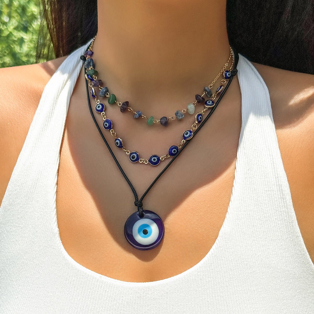 Boho Evil Eye Layered Necklace – Y2K Beaded Summer Jewelry | The Simple Co. – Necklaces (Minimalist / Statement / Unis, minimalist style, quiet luxury aesthetic, modern essential – The Simple Co.