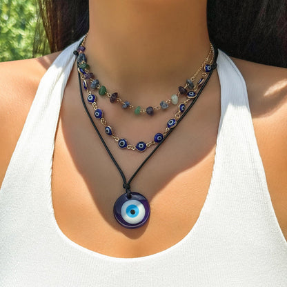 Boho Evil Eye Layered Necklace – Y2K Beaded Summer Jewelry | The Simple Co. – Necklaces (Minimalist / Statement / Unis, minimalist style, quiet luxury aesthetic, modern essential – The Simple Co.