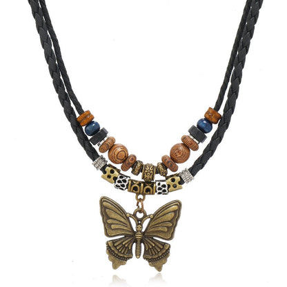 Boho Multi - Layer Beaded Necklace – Vintage Butterfly Pendant | The Simple Co. – Necklaces (Minimalist / Statement / Unis, minimalist style, quiet luxury aesthetic, modern essential – The Simple Co.