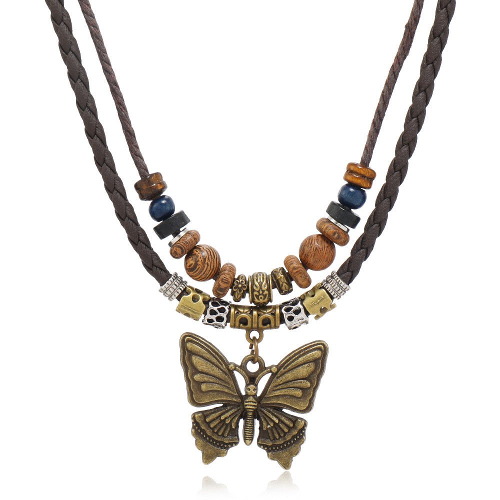 Boho Multi - Layer Beaded Necklace – Vintage Butterfly Pendant | The Simple Co. – Necklaces (Minimalist / Statement / Unis, minimalist style, quiet luxury aesthetic, modern essential – The Simple Co.