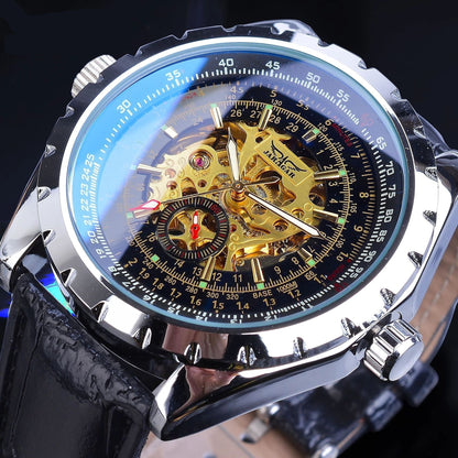 Business - Casual Blue Glass Hollowed - Out Large - Dial Automatic Mechanical Watch – Minimal Elegance | The Simple Co – Practical cottage, minimalist style, quiet luxury aesthetic, modern essential – The Simple Co.