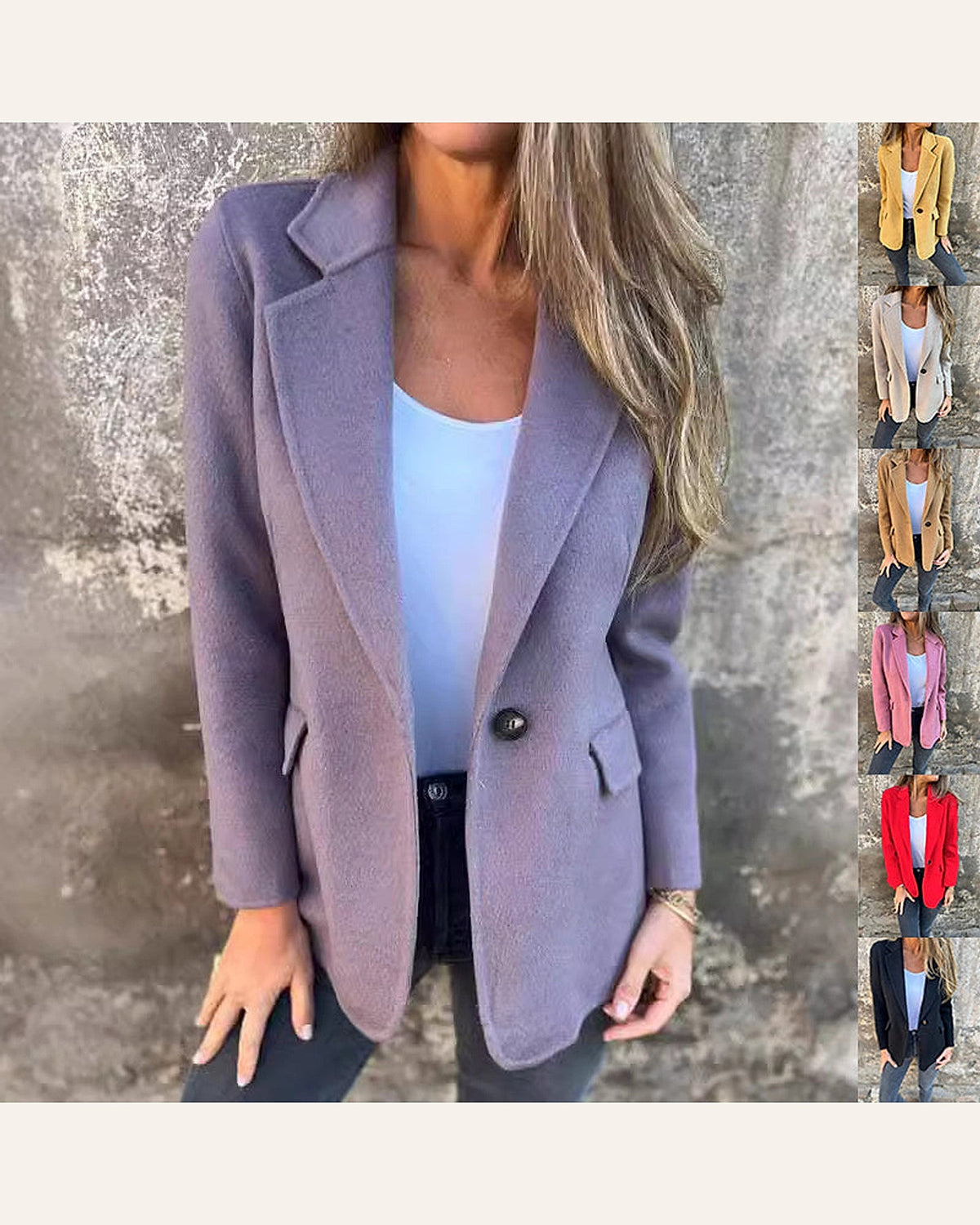 Button-Front Cropped Lapel Blazer — warm ivory product cover