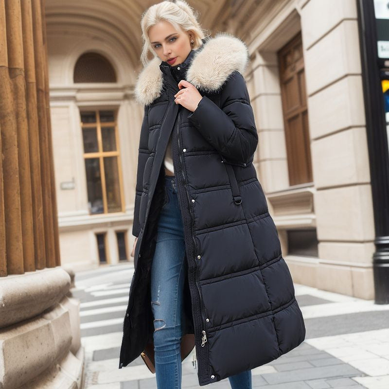 Women's Belted Winter Coat with Fur