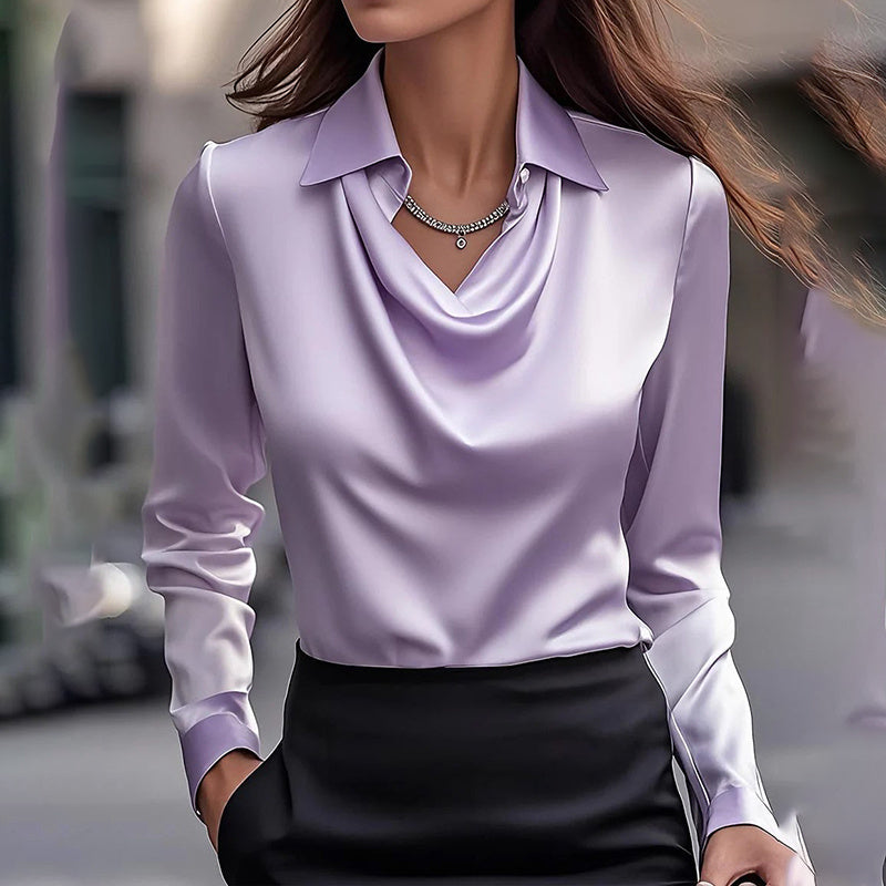 Women's Ruched Lapel Blouse