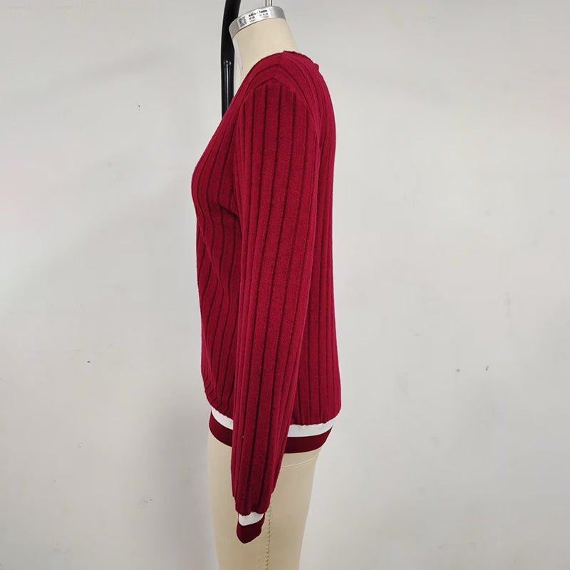Casual V - Neck Color - Block Top, Long Sleeve Comfortable Blouse For Everyday Autumn And Winter Wear – Minimal Elegance | The Simple Co – Practical cottage, minimalist style, quiet luxury aesthetic, modern essential – The Simple Co.