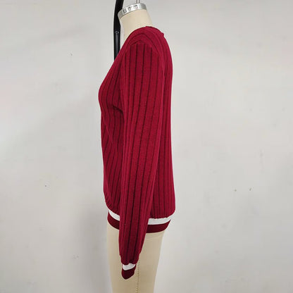 Casual V - Neck Color - Block Top, Long Sleeve Comfortable Blouse For Everyday Autumn And Winter Wear – Minimal Elegance | The Simple Co – Practical cottage, minimalist style, quiet luxury aesthetic, modern essential – The Simple Co.