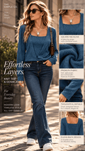 Square-Neck Long-Sleeve Top