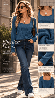 Square-Neck Long-Sleeve Top