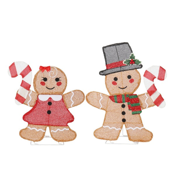 Minimal Lighted Gingerbread & Candy Cane