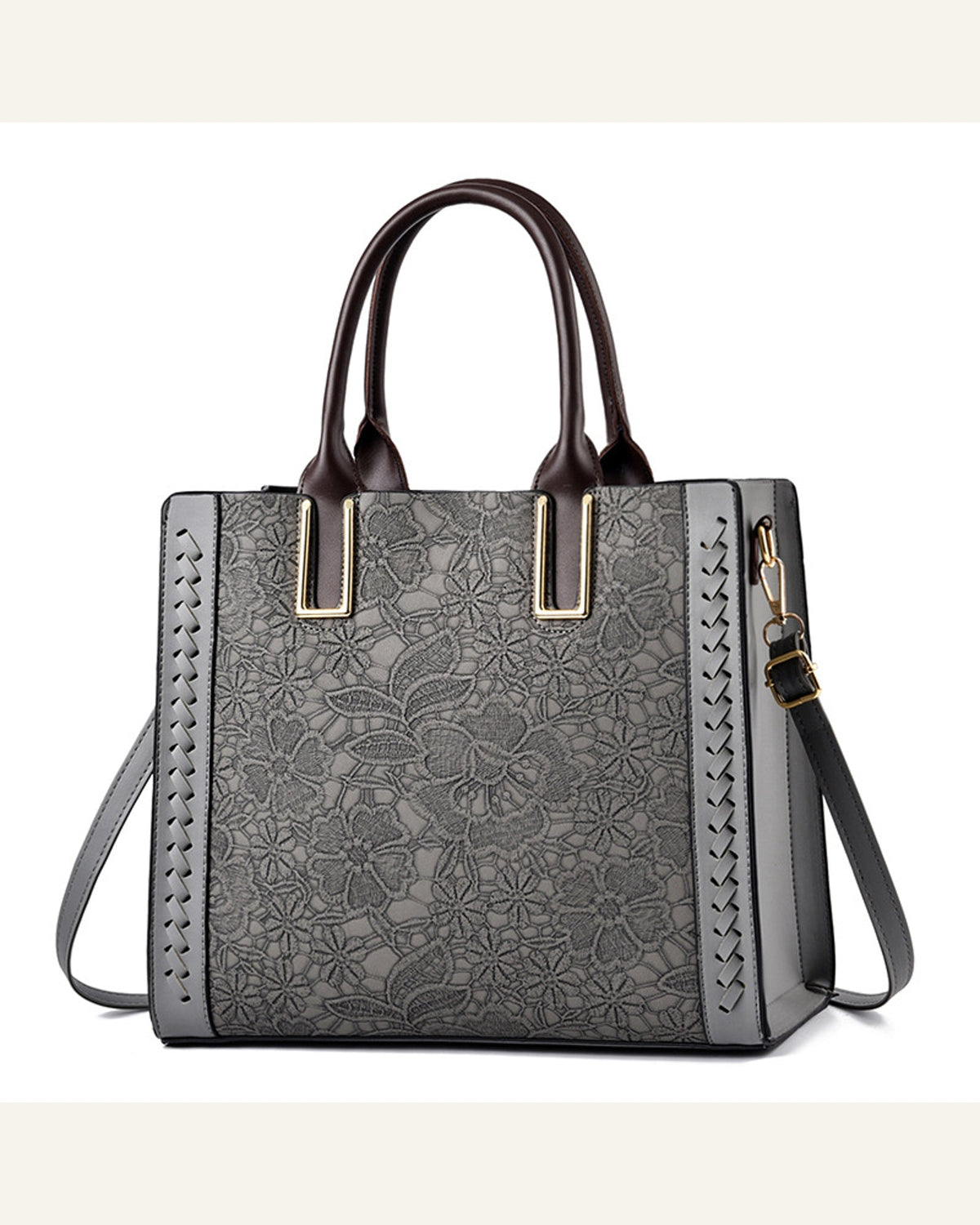 Structured Convertible Shoulder Bag — gray product view