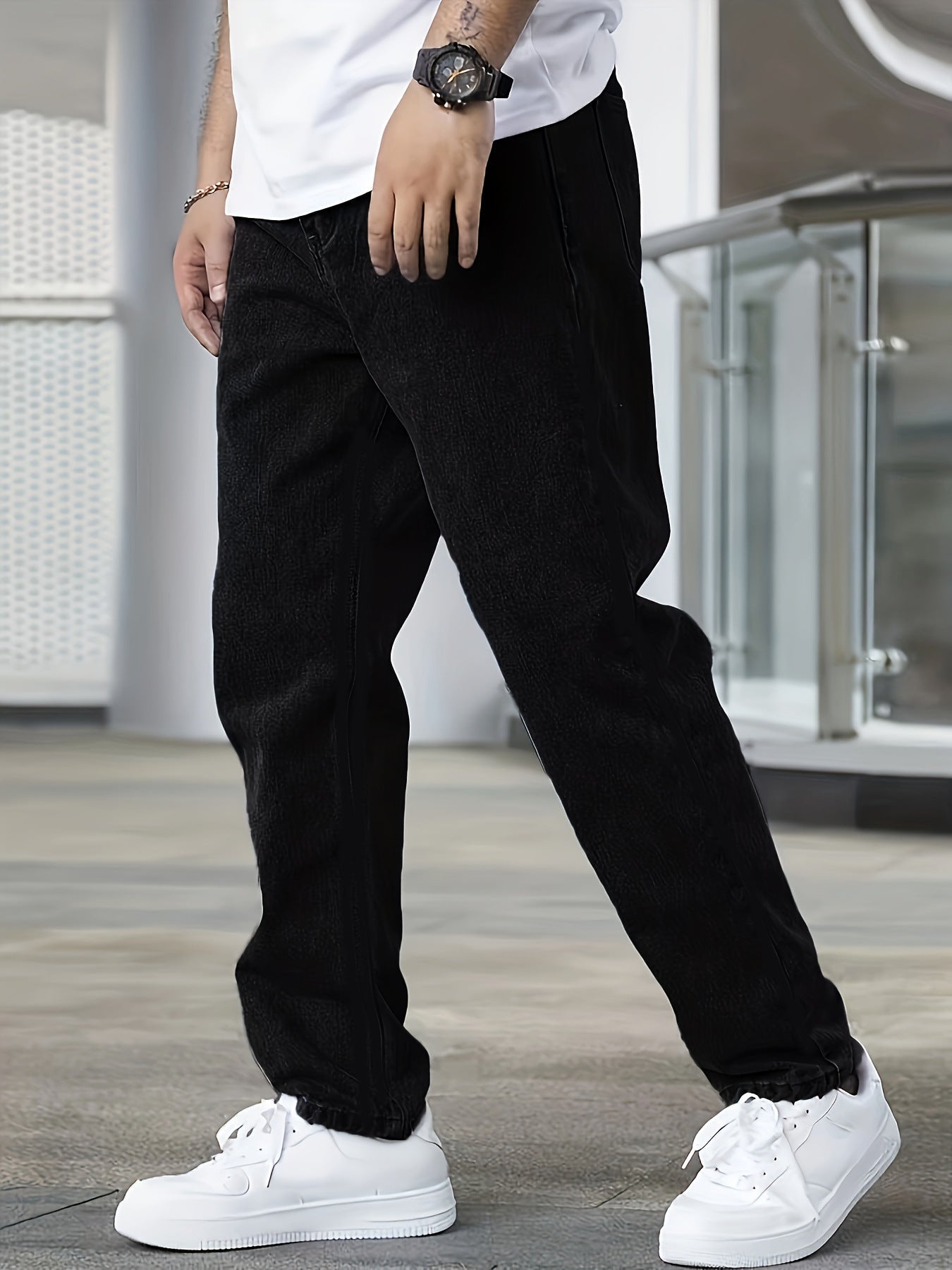 Classic Black Denim Jeans - Men's Versatile Straight Fit – Minimal Elegance | The Simple Co – Men’s Bottoms, minimalist style, quiet luxury aesthetic, modern essential – The Simple Co.