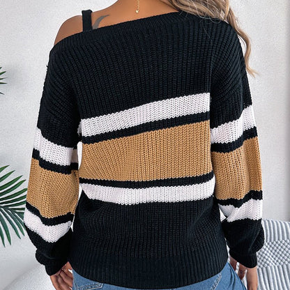 Cold Shoulder Color Block Sweater - 2026 Winter Collection Long Sleeve Pullover – Minimal Elegance | The Simple Co – Practical cottage, minimalist style, quiet luxury aesthetic, modern essential – The Simple Co.
