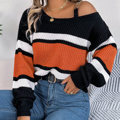 Cold Shoulder Color Block Sweater - 2026 Winter Collection Long Sleeve Pullover – Minimal Elegance | The Simple Co – Practical cottage, minimalist style, quiet luxury aesthetic, modern essential – The Simple Co.