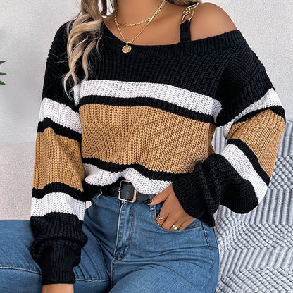 Cold Shoulder Color Block Sweater - 2026 Winter Collection Long Sleeve Pullover – Minimal Elegance | The Simple Co – Practical cottage, minimalist style, quiet luxury aesthetic, modern essential – The Simple Co.