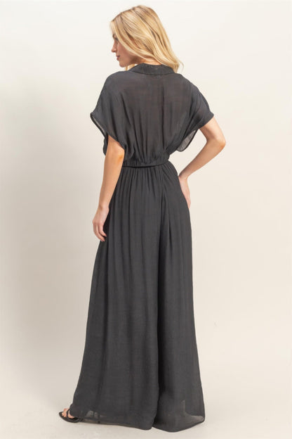 Collared Wrap Top & Wide-Leg Pants Set – Sets, minimalist style, quiet luxury aesthetic, modern essential – The Simple Co.