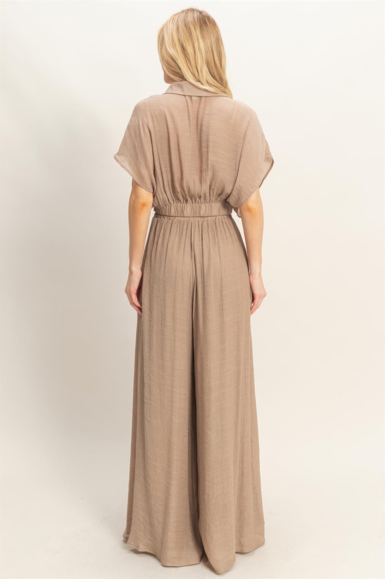 Collared Wrap Top & Wide-Leg Pants Set – Sets, minimalist style, quiet luxury aesthetic, modern essential – The Simple Co.