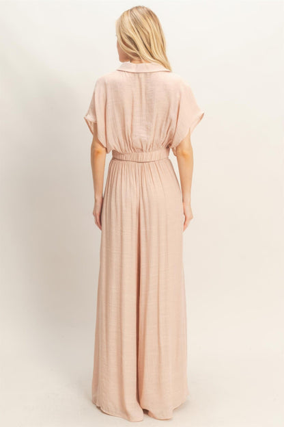 Collared Wrap Top & Wide-Leg Pants Set – Sets, minimalist style, quiet luxury aesthetic, modern essential – The Simple Co.