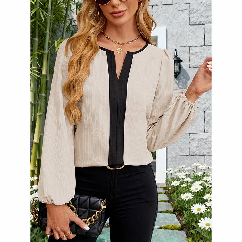 Color Block Blouse – Minimal Elegance | The Simple Co – Practical cottage, minimalist style, quiet luxury aesthetic, modern essential – The Simple Co.