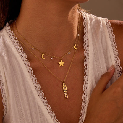 Colorful Zircon Star Pendant Stainless Steel Necklace - 18K Fashion Jewelry – Minimal Elegance | The Simple Co – Necklaces (Minimalist / Statement / Unis, minimalist style, quiet luxury aesthetic, modern essential – The Simple Co.