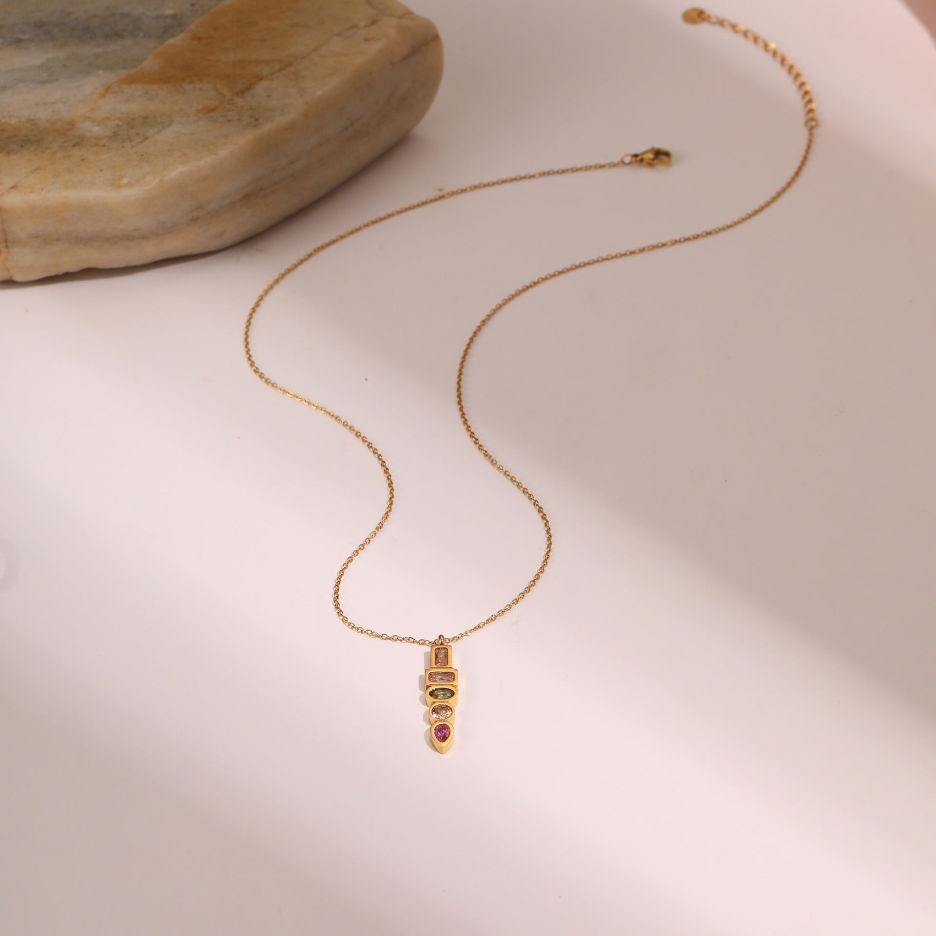Colorful Zircon Star Pendant Stainless Steel Necklace - 18K Fashion Jewelry – Minimal Elegance | The Simple Co – Necklaces (Minimalist / Statement / Unis, minimalist style, quiet luxury aesthetic, modern essential – The Simple Co.