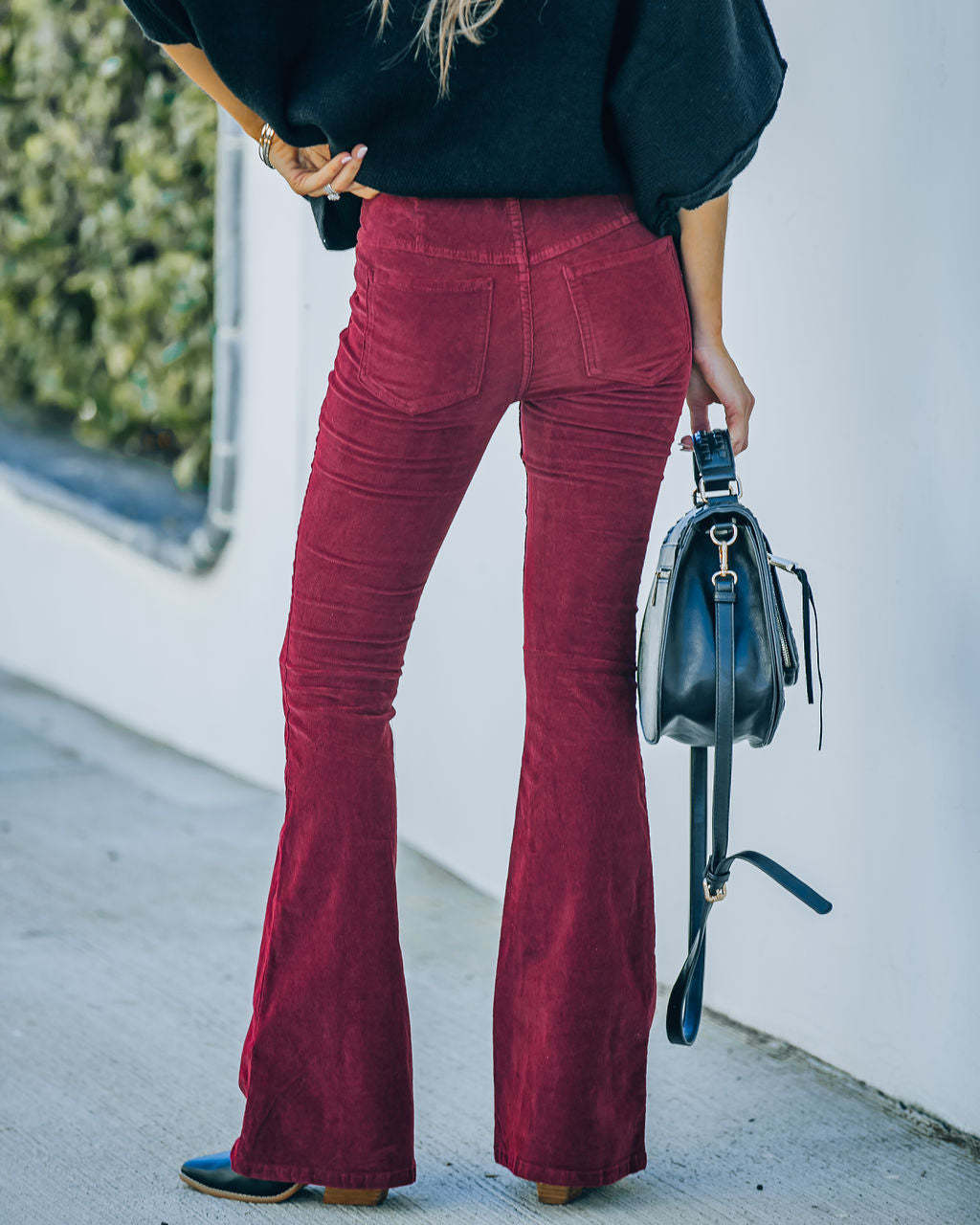 Corduroy High - Waist Flared Pants - 2026 Winter Collection Slim Solid Color Trousers – Minimal Elegance | The Simple Co – Bottoms, minimalist style, quiet luxury aesthetic, modern essential – The Simple Co.