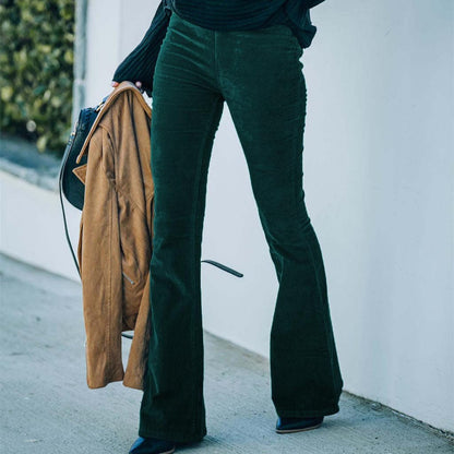 Corduroy High - Waist Flared Pants - 2026 Winter Collection Slim Solid Color Trousers – Minimal Elegance | The Simple Co – Bottoms, minimalist style, quiet luxury aesthetic, modern essential – The Simple Co.