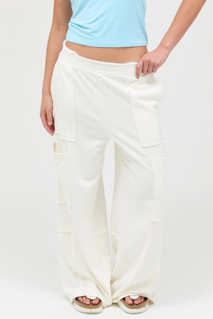 Cream Mineral-Wash Wide-Leg Cargo Pants – Pants, minimalist style, quiet luxury aesthetic, modern essential – The Simple Co.