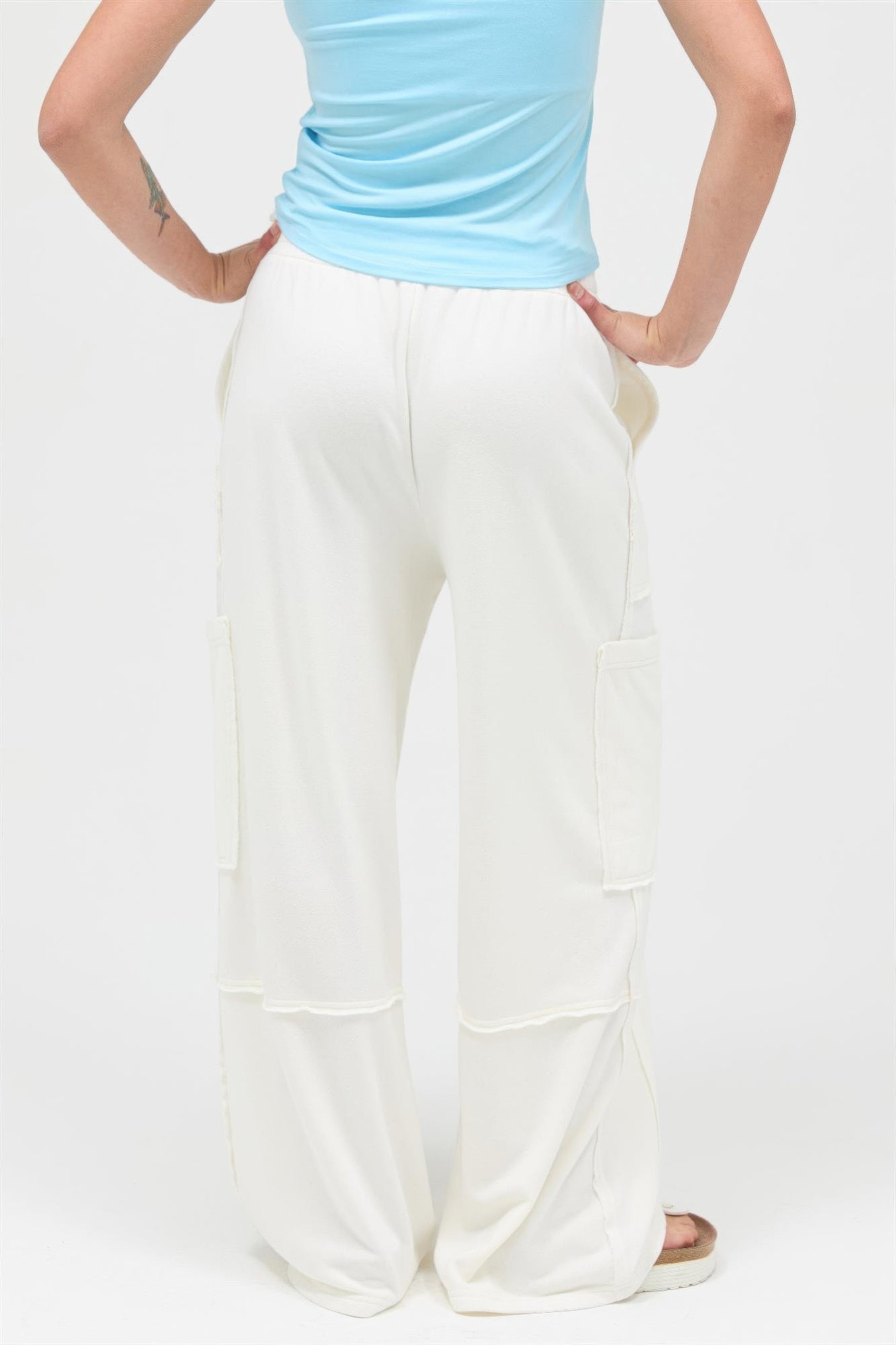 Cream Mineral-Wash Wide-Leg Cargo Pants – Pants, minimalist style, quiet luxury aesthetic, modern essential – The Simple Co.
