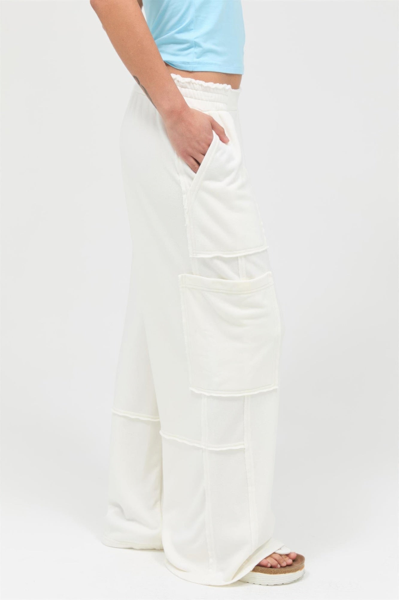 Cream Mineral-Wash Wide-Leg Cargo Pants – Pants, minimalist style, quiet luxury aesthetic, modern essential – The Simple Co.