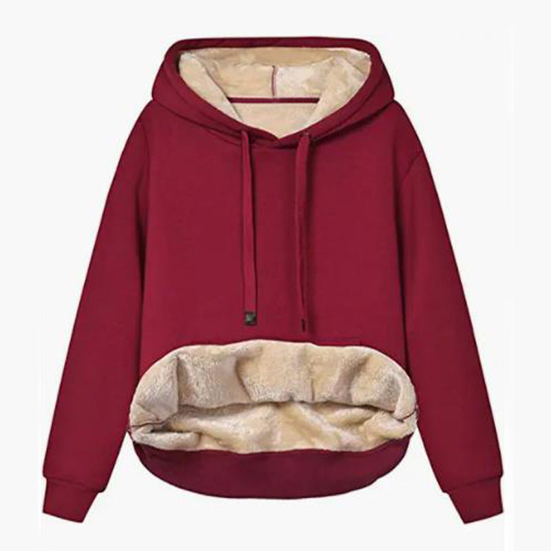 Women's Lamb Fleece Hooded Sweatshirt Jacket - 2026 Winter Collection Warm Sports Jacket