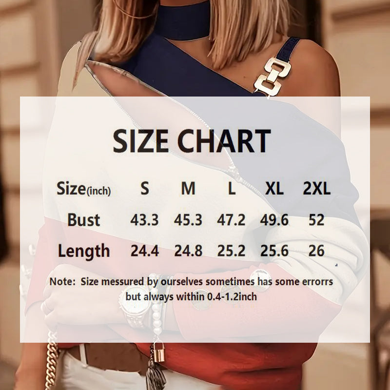 Women's Zip-Front Color-Block Blouse