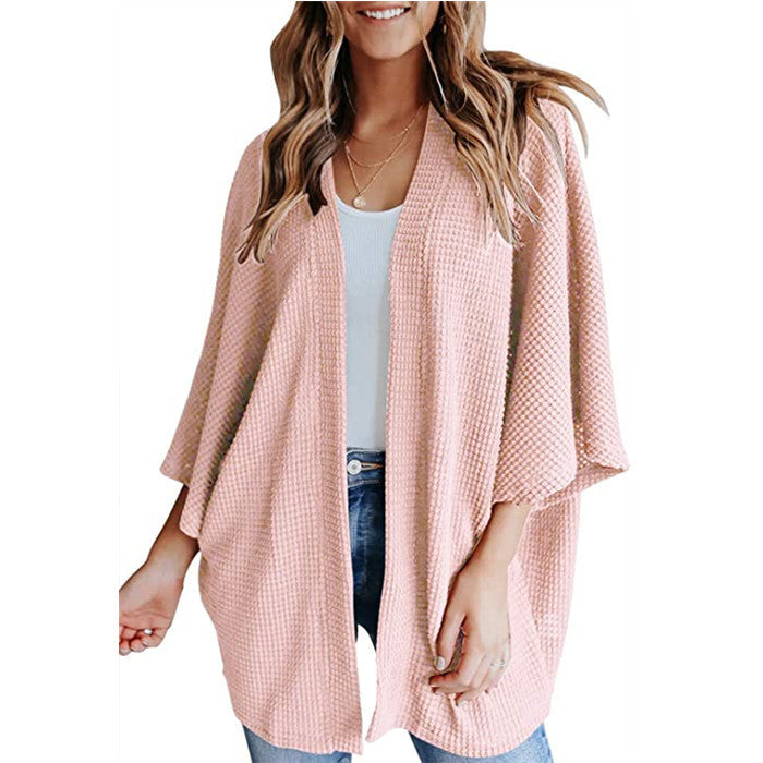 Women's Minimal Waffle Cardigan