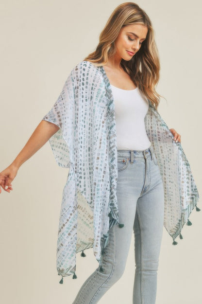 Dash-Print Tassel Kimono Layer – Light Layers, minimalist style, quiet luxury aesthetic, modern essential – The Simple Co.