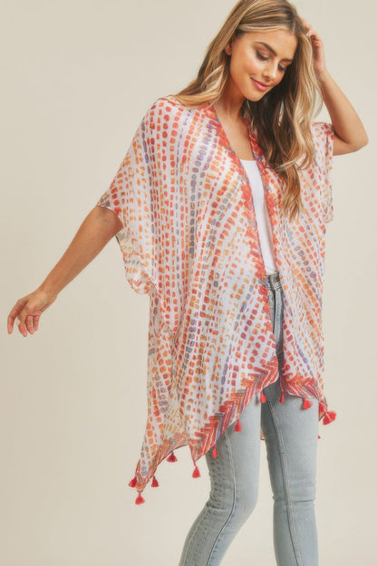 Dash-Print Tassel Kimono Layer – Light Layers, minimalist style, quiet luxury aesthetic, modern essential – The Simple Co.